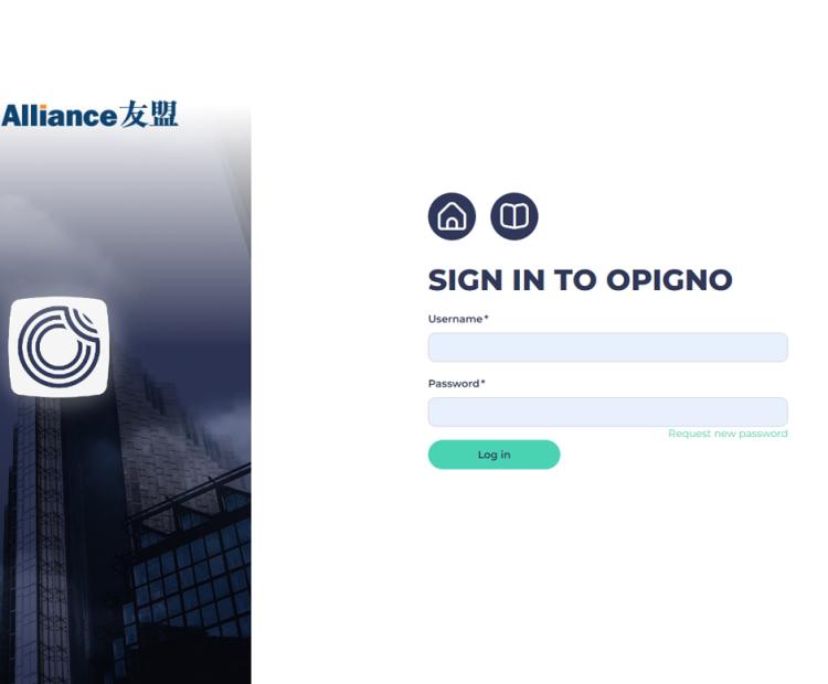 Alliance Learning Management System Login Page